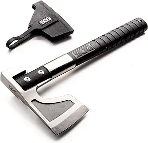 SOG Camp Axe- Compact Camping and Survival Hatchet/Hammer Tool with Sheath