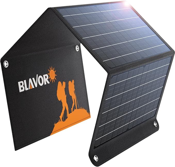 Perfect Choice for Outdoors: 30W solar panel features a foldable and space-saving design for easy storing and carrying. You can easily hang it on your backpack or a tree to get solar energy