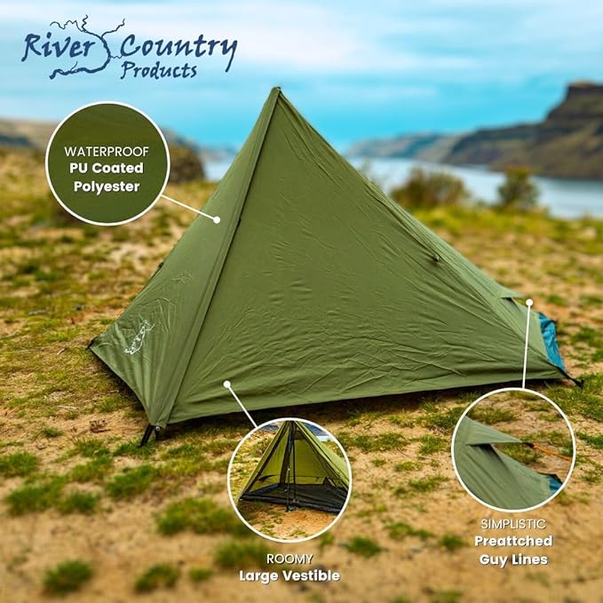 River Country Products One Person Trekking Pole Tent, Ultralight Backpacking Tent