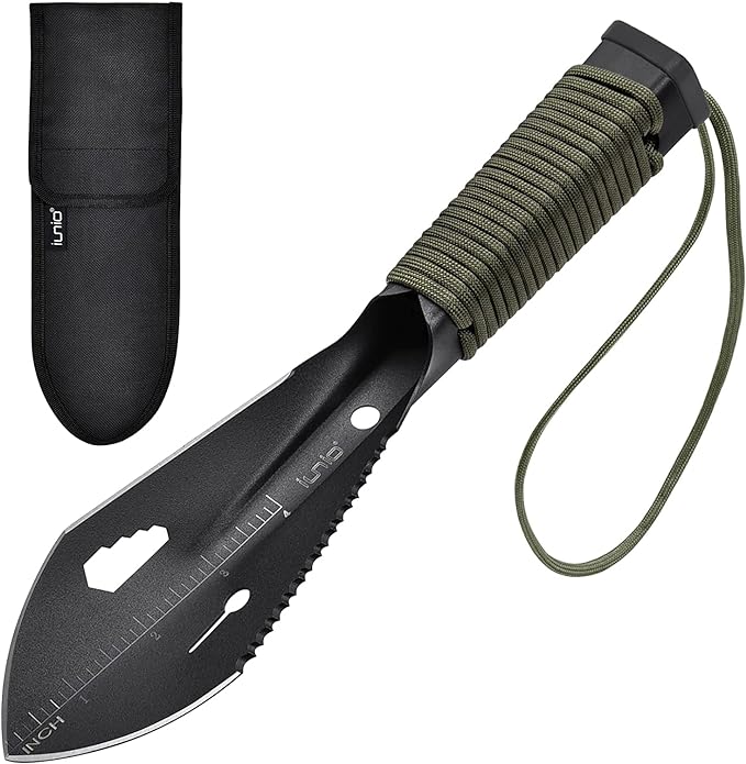 iunio Hiking Trowel, Camping, Backpacking, Portable Shovel, Multitool, Ultralight Camp Tool, with Carrying Pouch, for Gardening, Outdoor, Survival