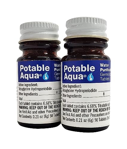 Potable Aqua Water Purification, Water Treatment Tablets - 50 count Twin Pack