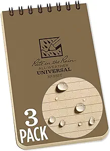 Rite In The Rain All Weather Tactical Pocket Notebooks, 3" L x 3" W x 5" H, Tan, 3 Count