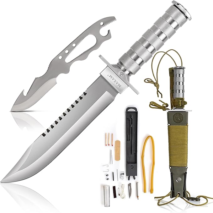 Maxam 12-Piece Survival Knife Set with Zinc Alloy Handles