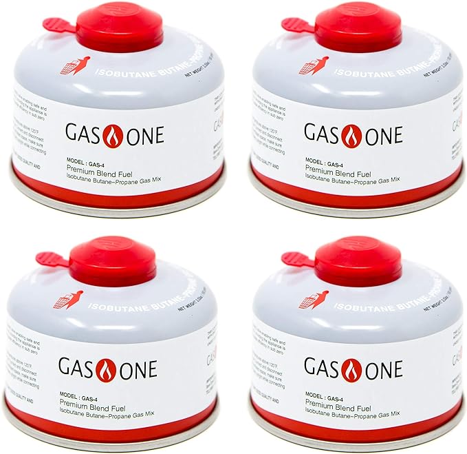 GasOne Camping Fuel Blend Isobutane Fuel Canister 100g (4 Pack)