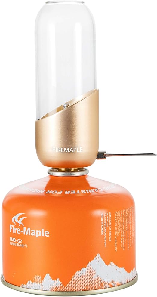 Fire-Maple Orange Camping Gas Lantern | Glass, Steel & Aluminum | Propane or Isobutane Fuel