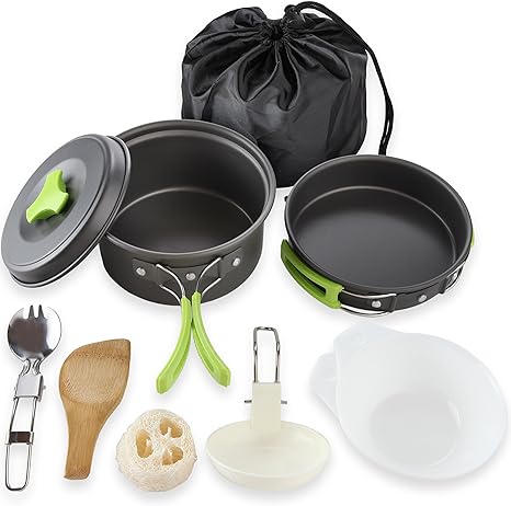 MalloMe Camping Cookware Mess Kit for Backpacking Gear – Camping Cooking Set